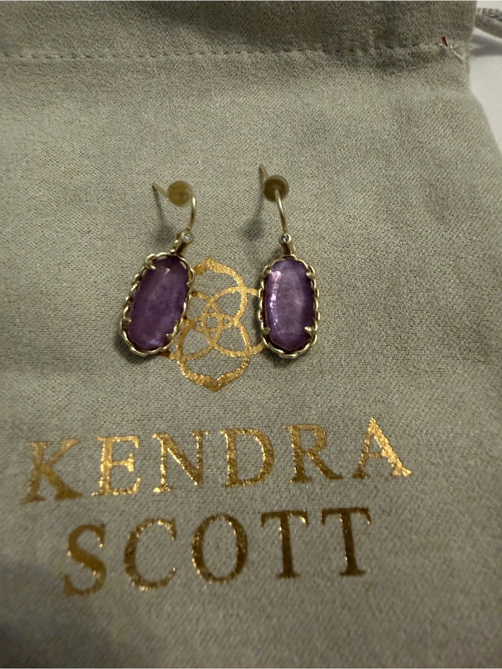 Kendra Scott Gold-Trimmed Lavender Drop Earrings